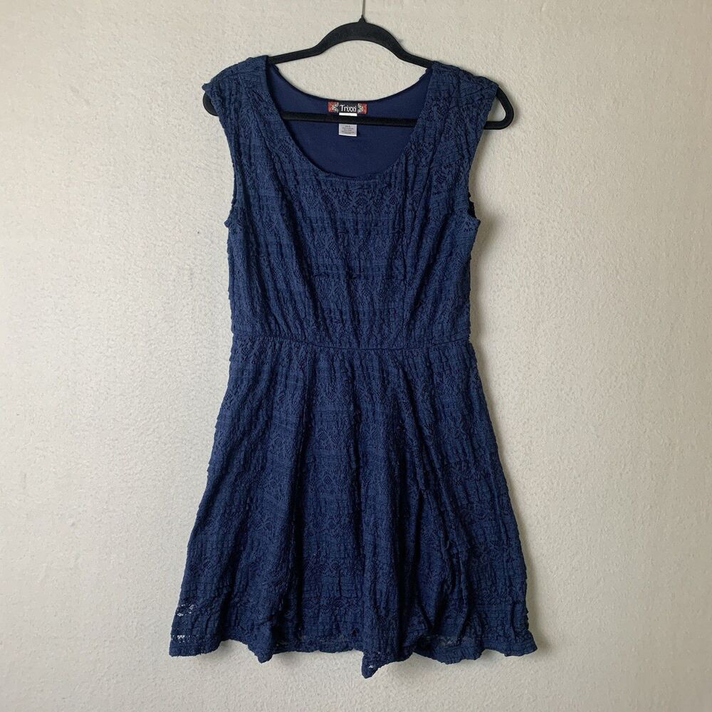 Trixxi Dress Women Large Blue Eyelet Lace Clean Girl Babydoll Fairy Goth Y2K - Picture 2 of 7